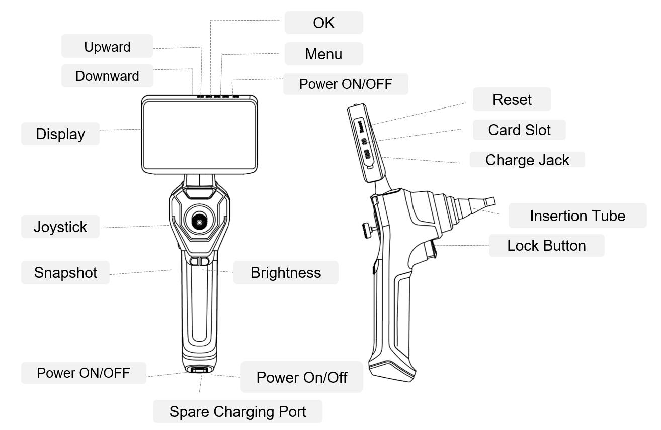 Vividia CX-6010M 6mm Flexible Joystick Monitor Borescope