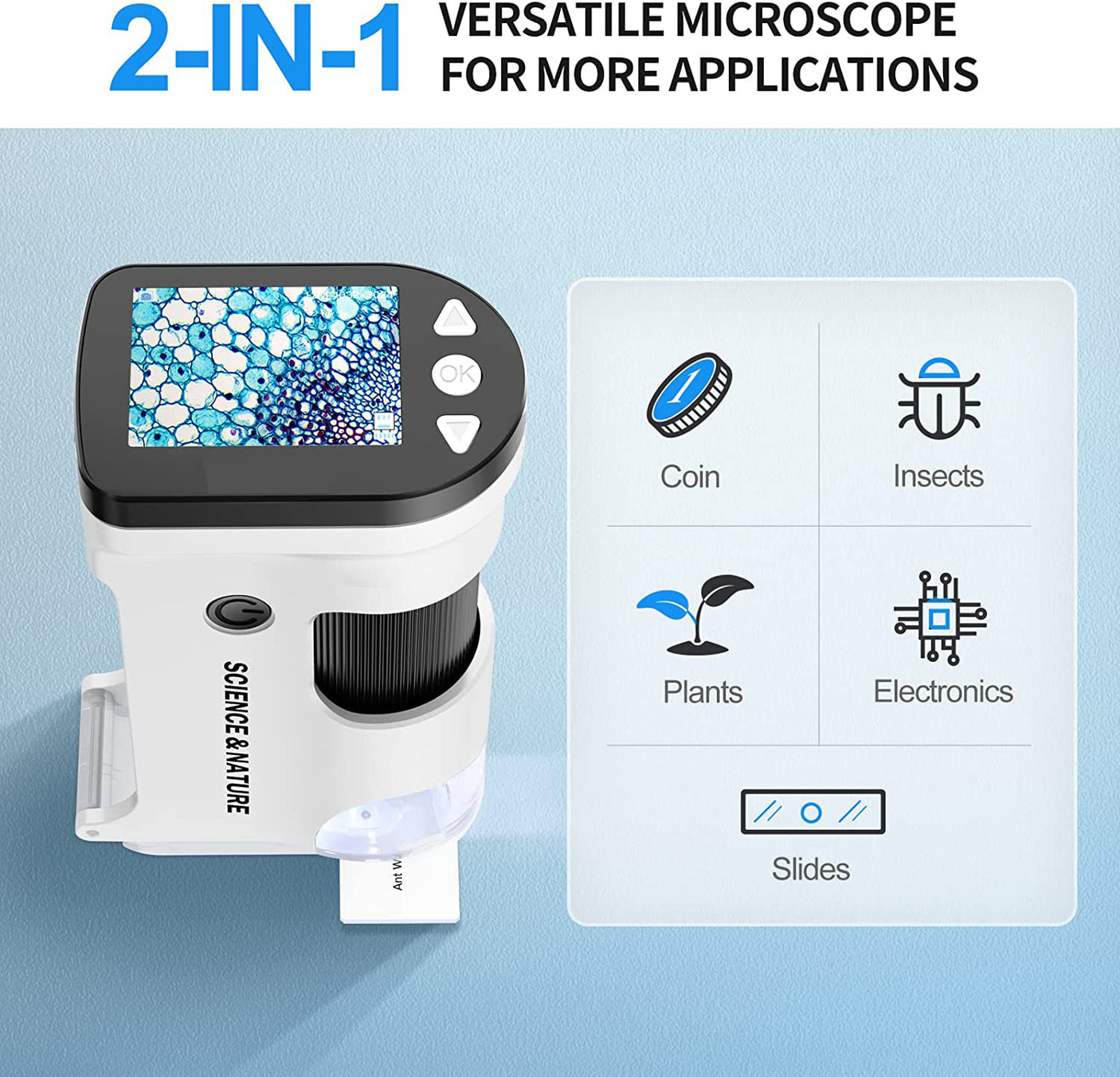 Vividia MM-270 Mini LCD & USB Portable Pocket Digital Microscope 2.7" Screen with White and UV Lights