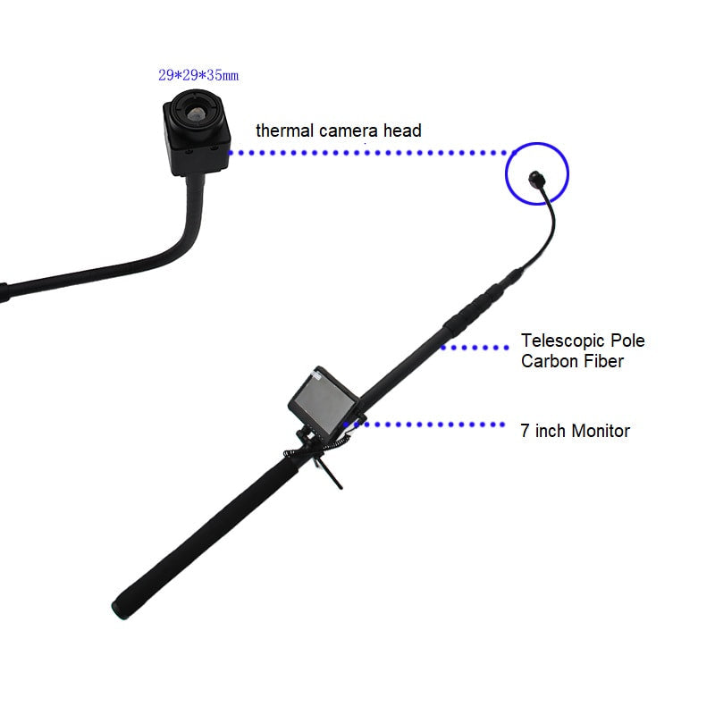 Vividia TPC-5384 Telescopic Thermal Imaging Camera 384x288 Resolution Max. 5m / 16ft Carbon Fiber Pole 7" Monitor