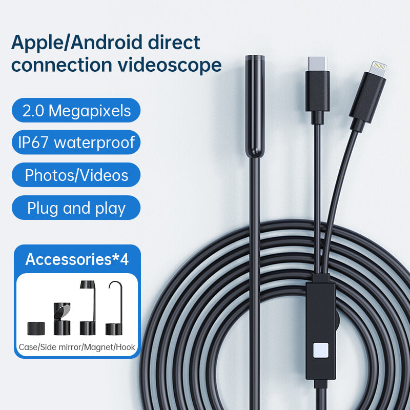 Vividia FC-8050i Waterproof Borescope for iPhone iPad Android with 7.9mm Diameter Camera