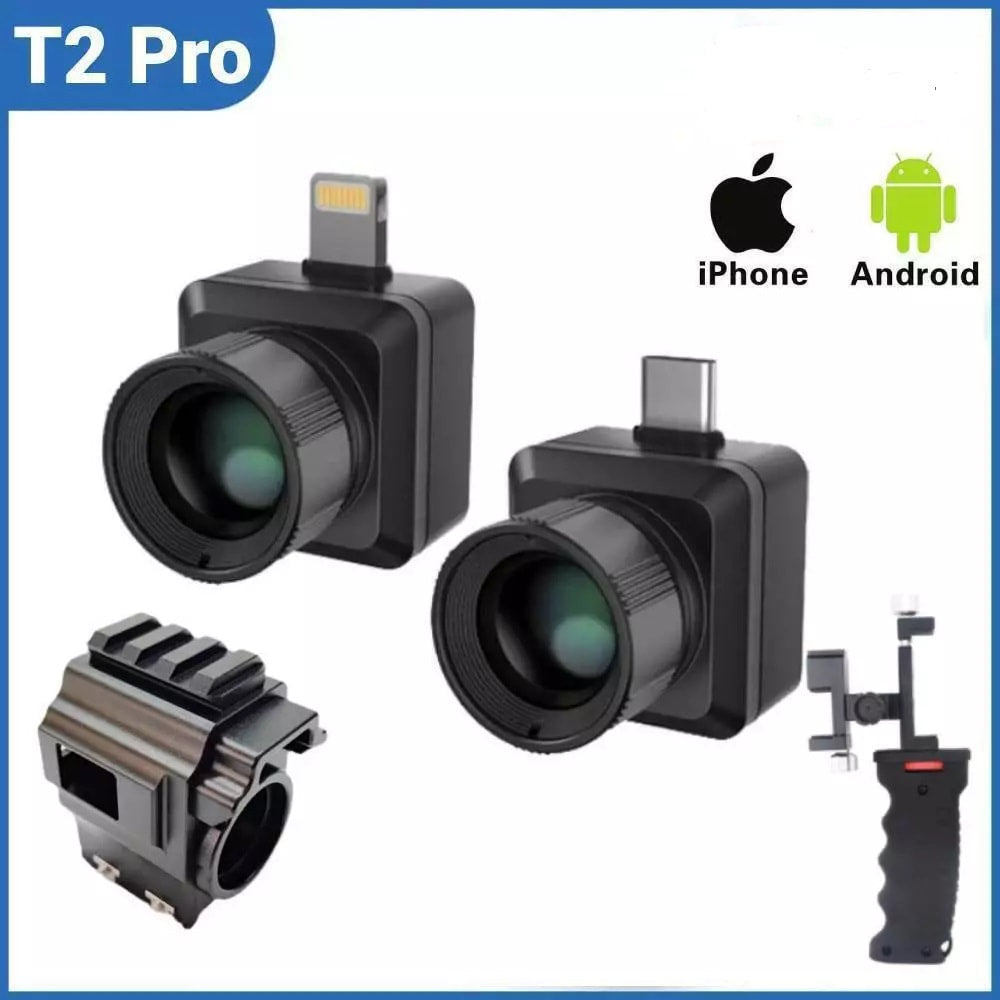 T2 Pro Thermal Monular Camera Bundle: T2 Pro Thermal Camera with Handgrip Stand Holder and Metal Firearm Mount