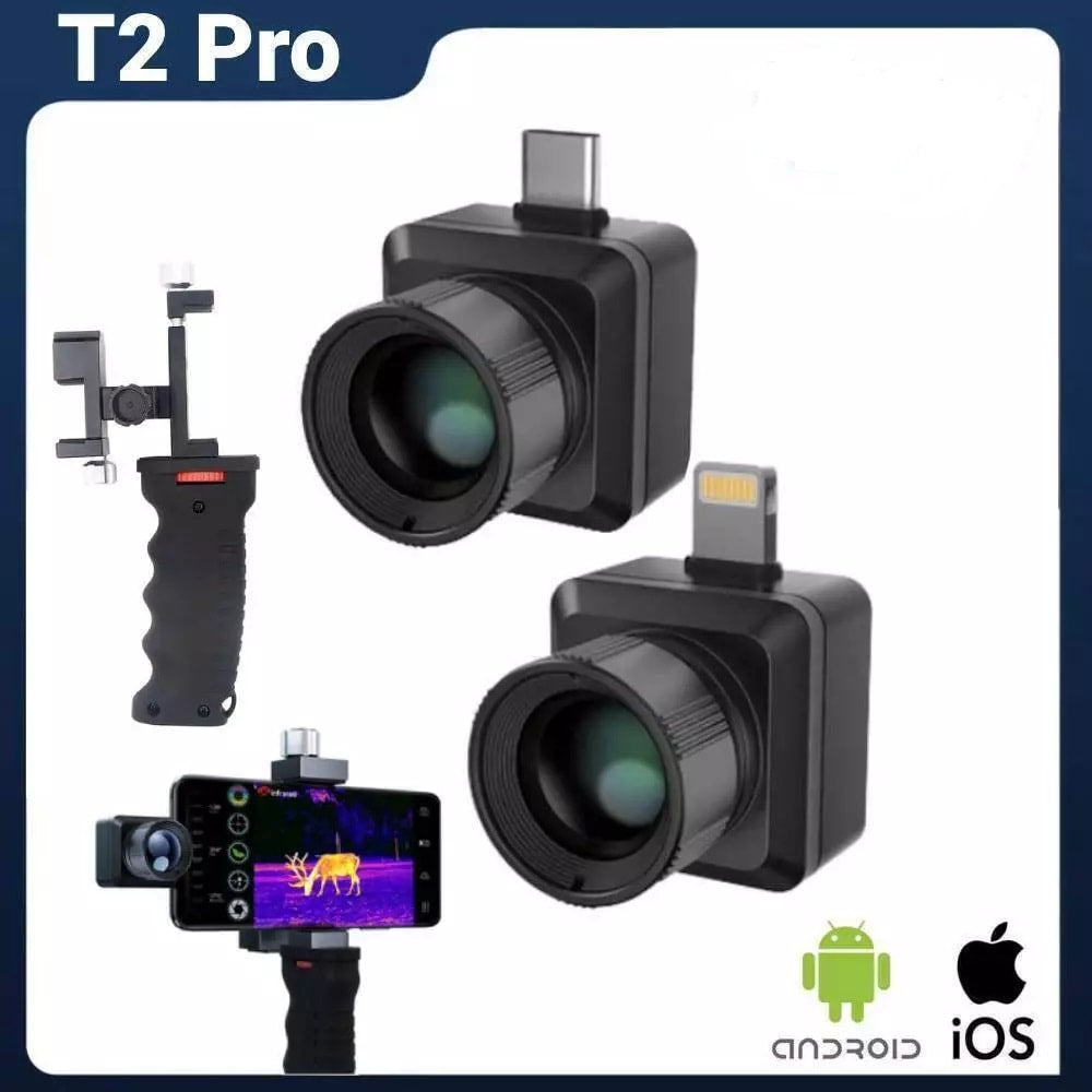 T2 Pro Thermal Monular Camera Bundle: T2 Pro Thermal Camera with Handgrip Stand Holder and Metal Firearm Mount