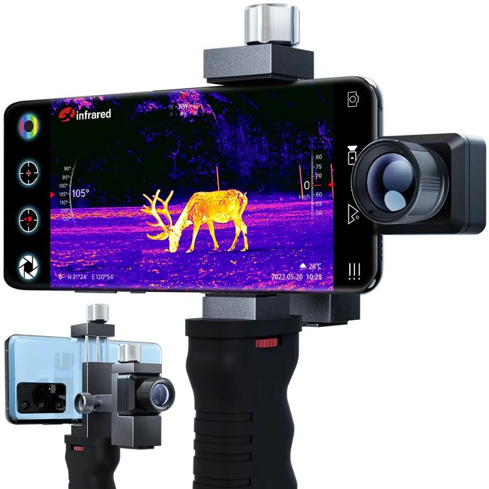 T2 Pro Thermal Monular Camera Bundle: T2 Pro Thermal Camera with Handgrip Stand Holder and Metal Firearm Mount