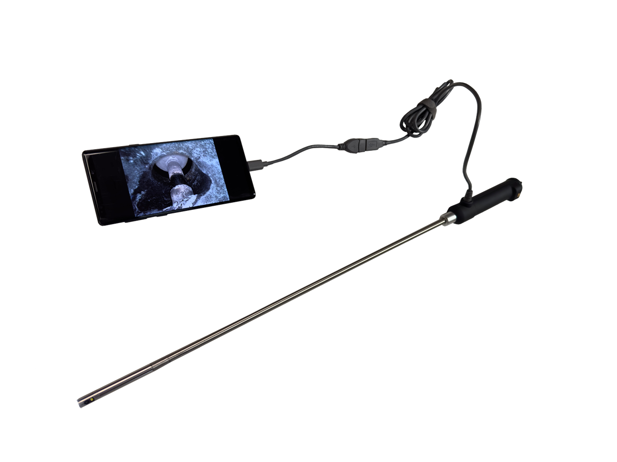 BD-400R Dual-Camera USB Rigid Borescope With Front and Side View and Rotating Head